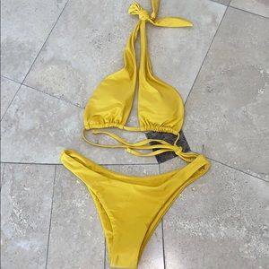 yellow halter bikini
